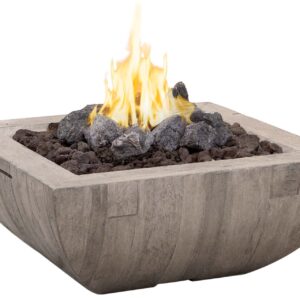 AFD 430 SP Bordeaux Square Reclaimed Wood Fire Bowl Silver Pine