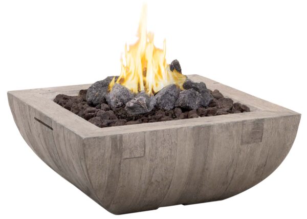 AFD 430 SP Bordeaux Square Reclaimed Wood Fire Bowl Silver Pine